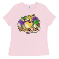 Bubblegum Pink mardi gras king cake Ladies Tee - MaliasSmallBusiness