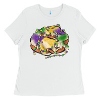 White mardi gras king cake Ladies Tee - MaliasSmallBusiness