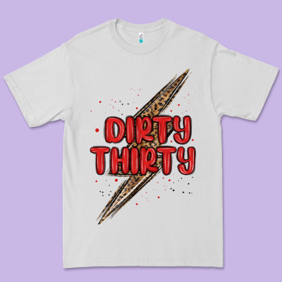 Dirty Thirty Lightning Bolt Premium Tee Designed By Maliassmallbusiness