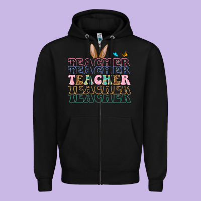 Easter Bunny Teacher Zipper Hoodie Designed By Oliviacreatesart