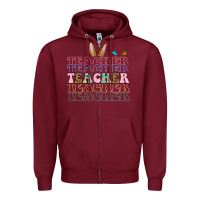 Burgundy Easter bunny Teacher Zipper Hoodie - OliviaCreatesArt
