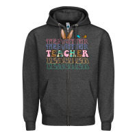 Charcoal Heather Easter bunny Teacher Zipper Hoodie - OliviaCreatesArt