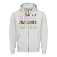 Dove Grey Easter bunny Teacher Zipper Hoodie - OliviaCreatesArt