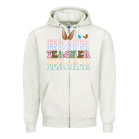 Oatmeal Heather Easter bunny Teacher Zipper Hoodie - OliviaCreatesArt