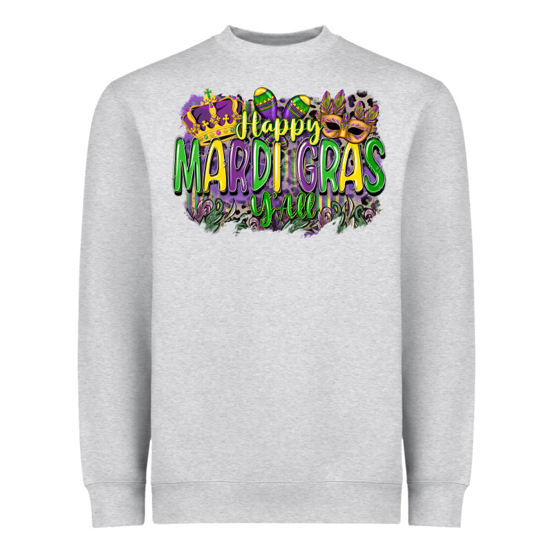 Happy Mardi Gras Yall Heavyweight Sweatshirt by CowGirlArtShop | Teevron