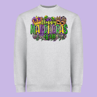 Happy Mardi Gras Yall Heavyweight Sweatshirt Designed By Cowgirlartshop