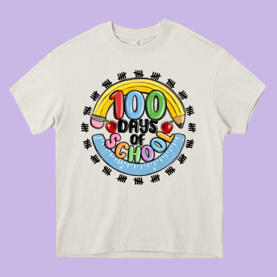 100 Days Of School Heavy Core Tee Designed By Maliassmallbusiness