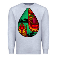 Heather Grey african masks teardrop  3 Premium Sweatshirt - BundleAndBundleShop