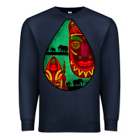 Navy african masks teardrop  3 Premium Sweatshirt - BundleAndBundleShop