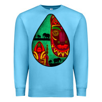Ocean Blue african masks teardrop  3 Premium Sweatshirt - BundleAndBundleShop