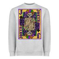 Heather Grey joker mardi gras skeleton Heavyweight Sweatshirt - CowGirlArtShop