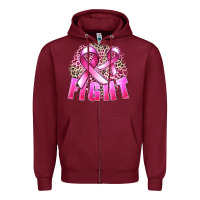 Burgundy fight cancer Zipper Hoodie - FaDigitalArtStudio
