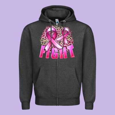 Fight Cancer Zipper Hoodie Designed By Fadigitalartstudio