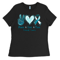 Black Peace Love Cure Cervical Cancer Ladies Tee - Jasminsmagicworld