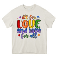 Cream all for love and love for all Heavy Core Tee - MaliasSmallBusiness