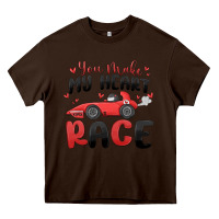 Chocolate Brown you make my heart race valentine's day Heavy Core Tee - MaliasSmallBusiness