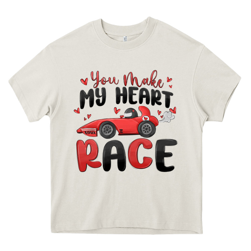 You Make My Heart Race Valentine's Day Heavy Core Tee by MaliasSmallBusiness | Teevron