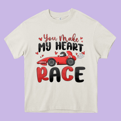 You Make My Heart Race Valentine's Day Heavy Core Tee Designed By Maliassmallbusiness