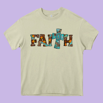 Faith Thanksgiving Cross Heavy Core Tee Designed By Adodesignshop
