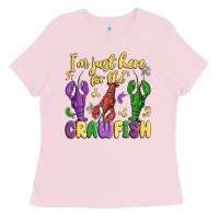 Bubblegum Pink i'm just here for the crawfish Ladies Tee - MaliasSmallBusiness