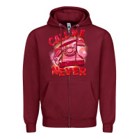 Burgundy Call me never Zipper Hoodie - FaDigitalArtStudio