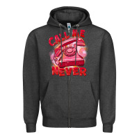 Charcoal Heather Call me never Zipper Hoodie - FaDigitalArtStudio