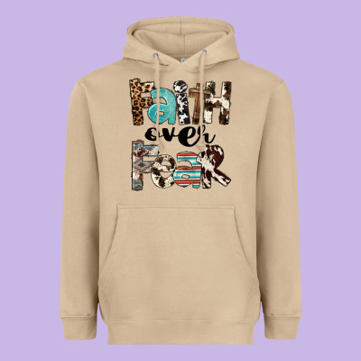 Faith Over Fear Heavyweight Hoodie Designed By Fadigitalartstudio