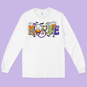 Halloween Nurse Long Sleeve Tee Designed By Texasbilliewilder