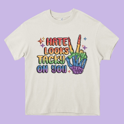 Hate Looks Tacky On You Pride Heavy Core Tee Designed By Maliassmallbusiness