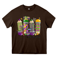 Chocolate Brown mardi gras teacher life Heavy Core Tee - MaliasSmallBusiness