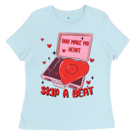 Baby Blue heart record player Ladies Tee - MaliasSmallBusiness
