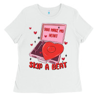 White heart record player Ladies Tee - MaliasSmallBusiness