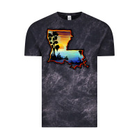 Cloud Black louisiana  sunset map Vintage Tee - BarkalooDesign