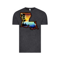 Vintage Black louisiana  sunset map Vintage Tee - BarkalooDesign
