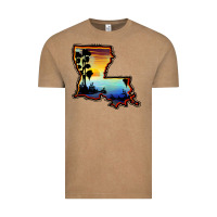 Vintage Coffee louisiana  sunset map Vintage Tee - BarkalooDesign