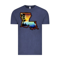 Vintage Denim louisiana  sunset map Vintage Tee - BarkalooDesign