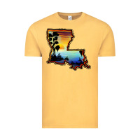 Vintage Mustard louisiana  sunset map Vintage Tee - BarkalooDesign