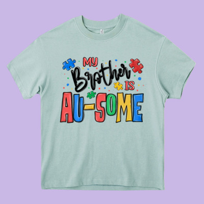 My Brother Is Ausome Autism Heavy Core Tee Designed By Maliassmallbusiness