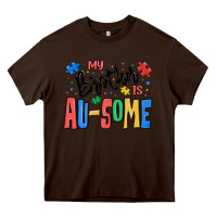 Chocolate Brown my brother is ausome autism Heavy Core Tee - MaliasSmallBusiness
