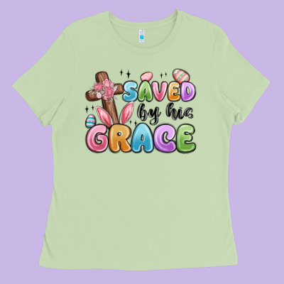 Saved By His Grace Ladies Tee Designed By Maliassmallbusiness