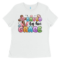 White saved by his grace Ladies Tee - MaliasSmallBusiness