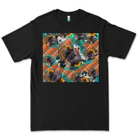 Black Thanksgiving Turkey sunflower turquoise Premium Tee - NancyCooperArtShop