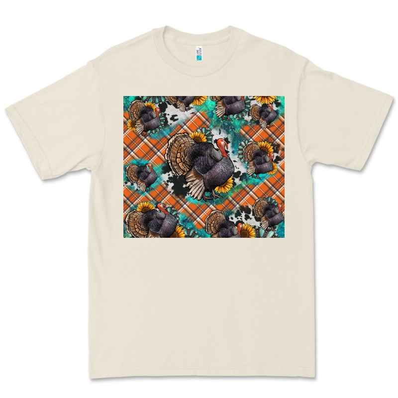 Thanksgiving Turkey Sunflower Turquoise Premium Tee by NancyCooperArtShop | Teevron