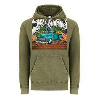 Vintage Olive western farm truck cactus and sunflowers Vintage Hoodie - Jasminsmagicworld