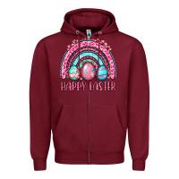 Burgundy Happy Easter eggs rainbow Zipper Hoodie - OliviaCreatesArt