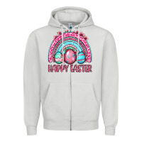 Dove Grey Happy Easter eggs rainbow Zipper Hoodie - OliviaCreatesArt
