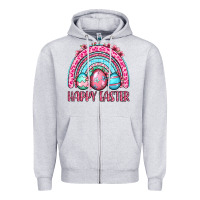 Heather Grey Happy Easter eggs rainbow Zipper Hoodie - OliviaCreatesArt
