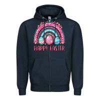 Navy Happy Easter eggs rainbow Zipper Hoodie - OliviaCreatesArt