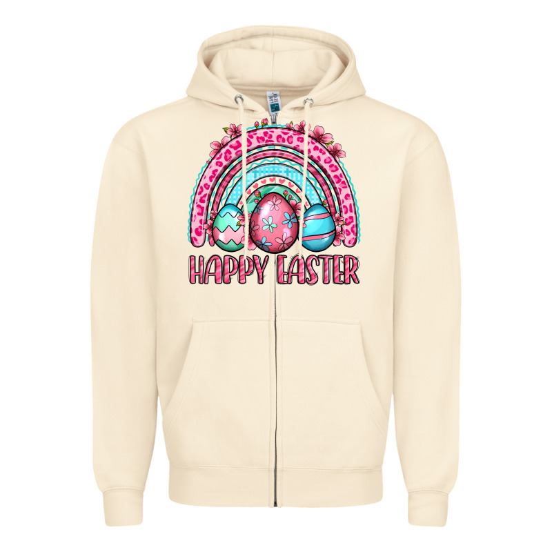 Happy Easter Eggs Rainbow Zipper Hoodie by OliviaCreatesArt | Teevron
