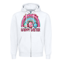 White Happy Easter eggs rainbow Zipper Hoodie - OliviaCreatesArt